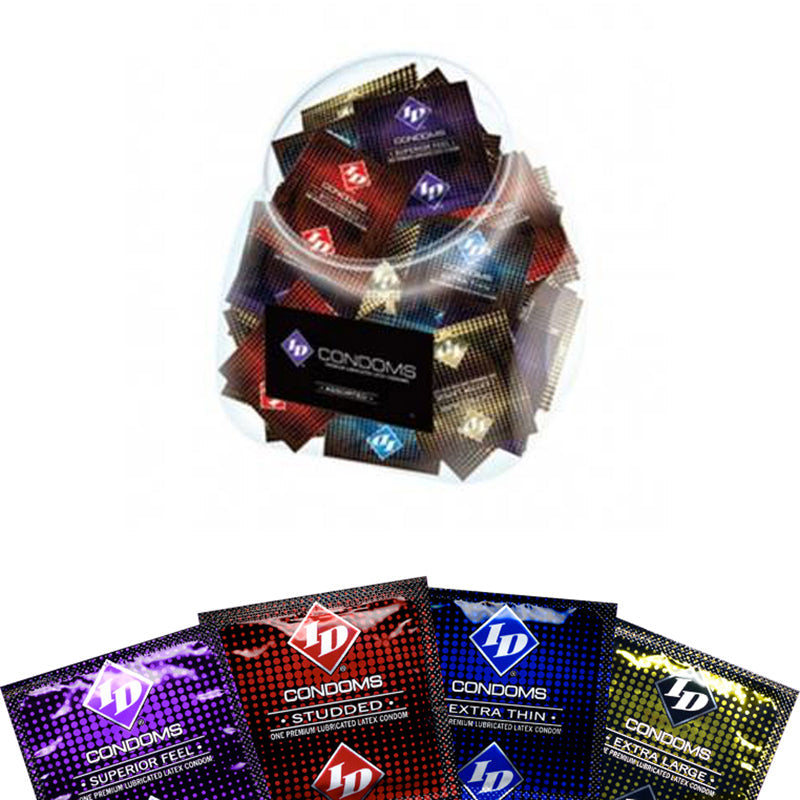 ID Assorted Condom Jar – Assorted Latex Condoms (144 Count) – Clear