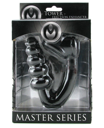 XR Brands Tower Erection Enhancer – Black – Graduated Anal Tower with Snug Harness