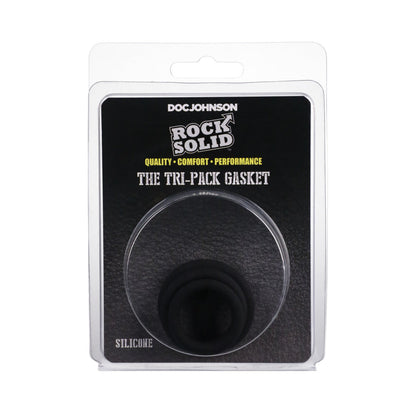 Rock Solid Black Gasket Silicone 3pc Set – Gasket Cock Rings – Black