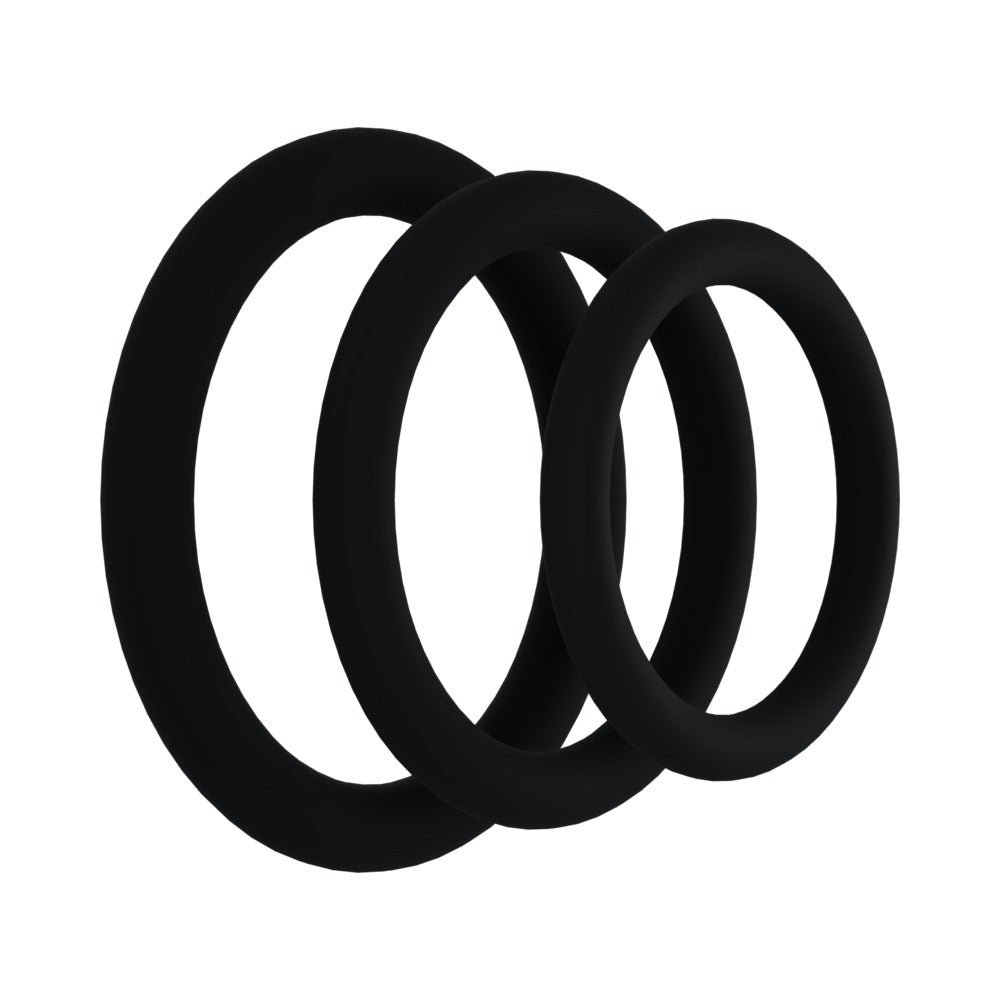 Rock Solid Black Gasket Silicone 3pc Set – Gasket Cock Rings – Black
