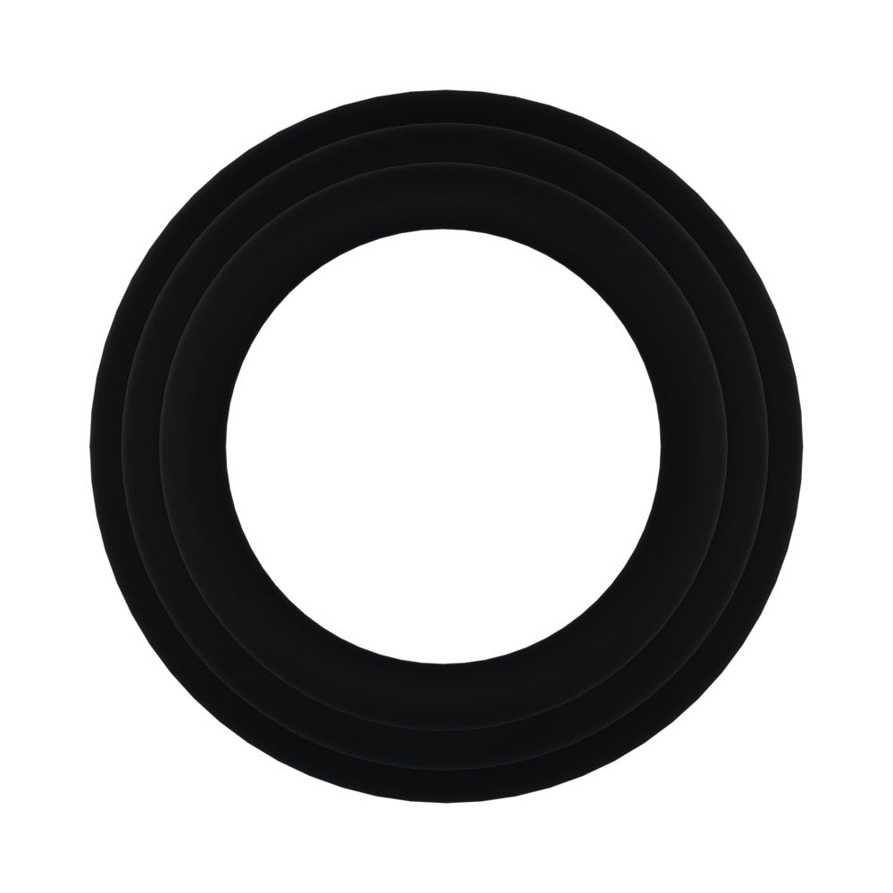 Rock Solid Black Gasket Silicone 3pc Set – Gasket Cock Rings – Black