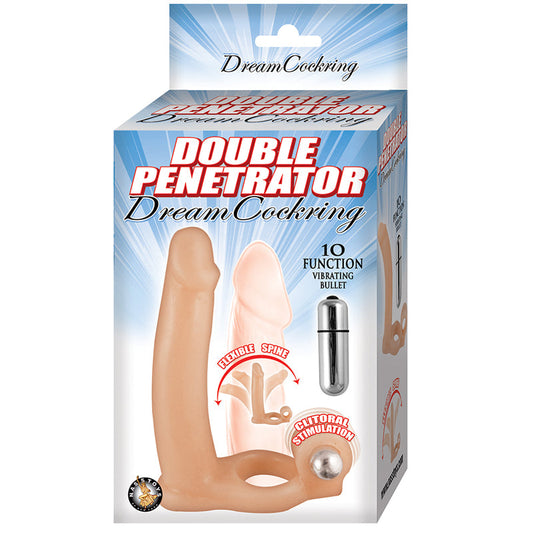 Nasstoys Double Penetrator Dream Cockring with 10-Function Bullet – Vanilla/Ivory/Beige