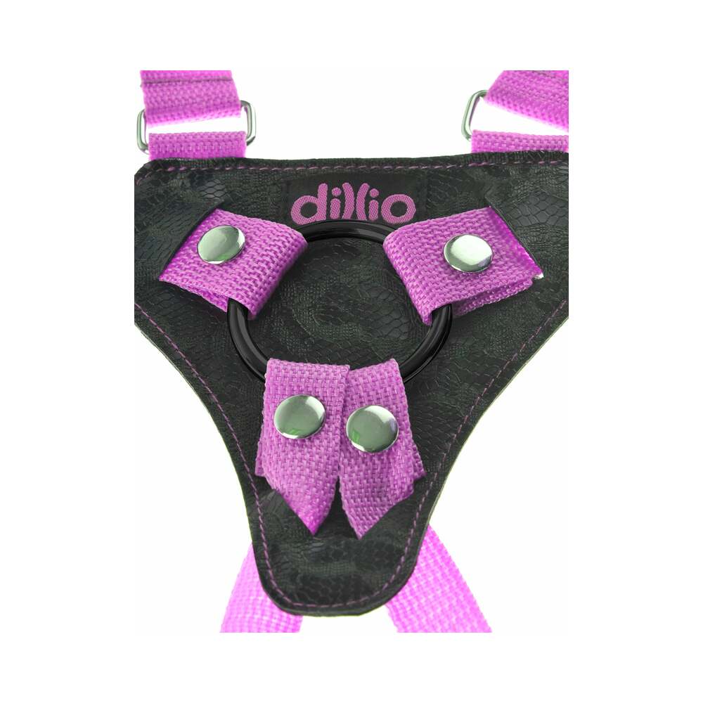 Dillio Adjustable Strap-On Suspender Harness Set with 7 in. Dildo – Pink
