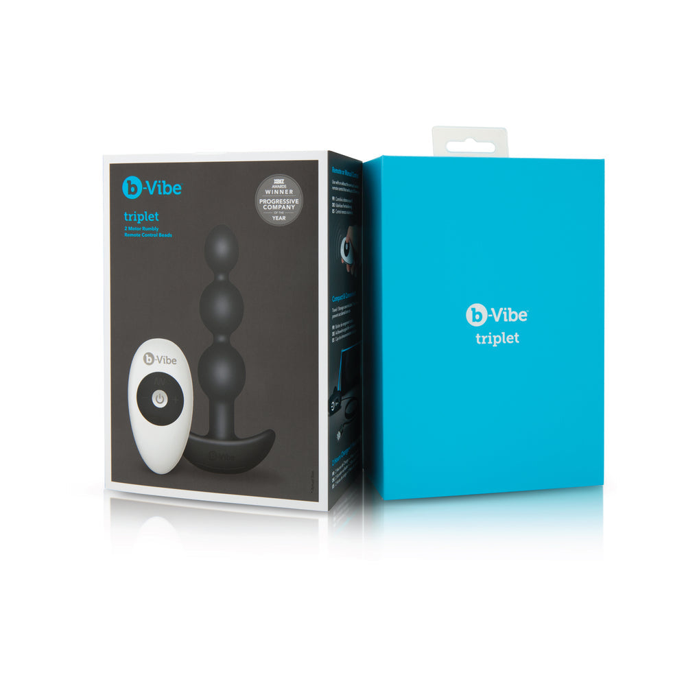 b-Vibe Triplet Rechargeable Remote-Controlled Vibrating Anal Beads – Black