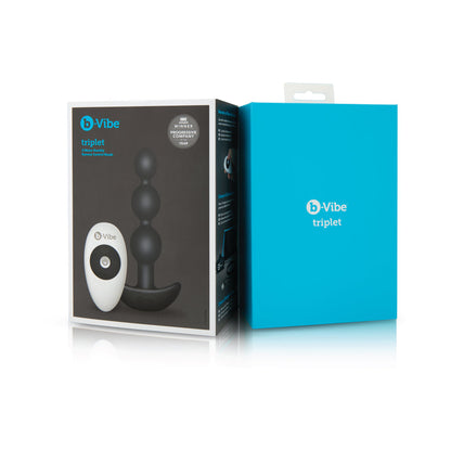 b-Vibe Triplet Rechargeable Remote-Controlled Vibrating Anal Beads – Black