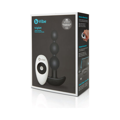 b-Vibe Triplet Rechargeable Remote-Controlled Vibrating Anal Beads – Black