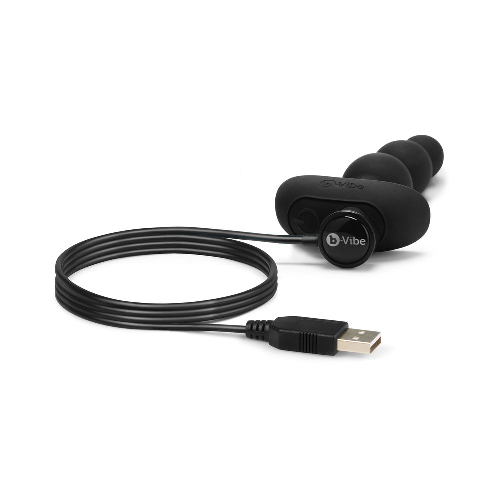 b-Vibe Triplet Rechargeable Remote-Controlled Vibrating Anal Beads – Black