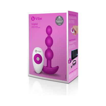 b-Vibe Triplet Rechargeable Remote-Controlled Vibrating Anal Beads – Fuchsia