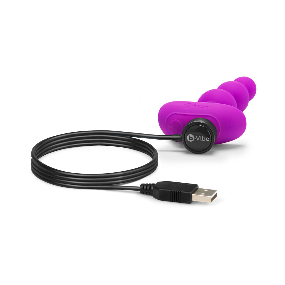 b-Vibe Triplet Rechargeable Remote-Controlled Vibrating Anal Beads – Fuchsia