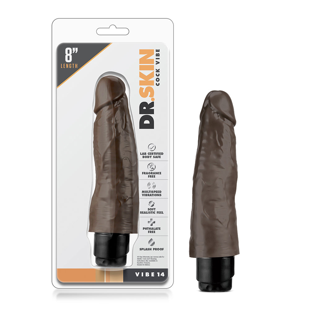 Dr. Skin Vibe 14 Realistic Vibrating Dildo – Brown