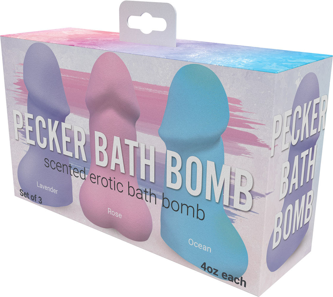 Hott Products Pecker Bath Bombs 3 Pack – Lavender, Rose & Ocean Scents