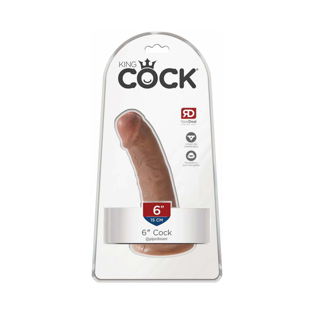 King Cock 6 in. Realistic Dildo with Suction Cup - Tan