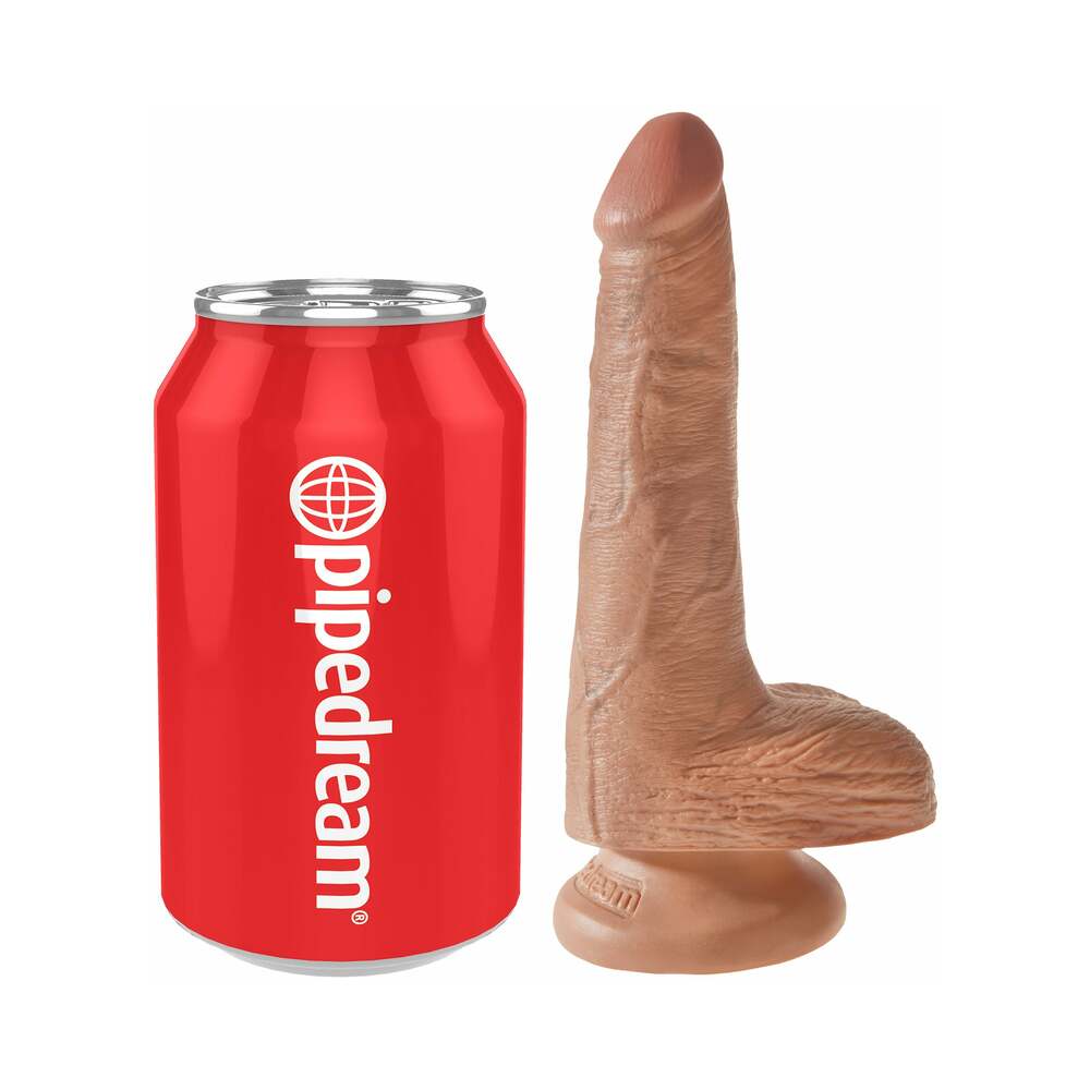 King Cock 6 in. Cock with Balls Realistic Suction Cup Dildo - Tan
