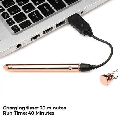 XR Brands 7x Vibrating Necklace - Rechargeable Vibrator with 7 Vibration Patterns - Rose Gold