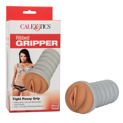 CalExotics Ribbed Gripper Tight Pussy Grip – Life-like Masturbator – Brown