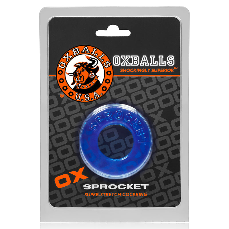OxBalls Sprocket Cockring – Ice Blue, Soft and Stretchy Design
