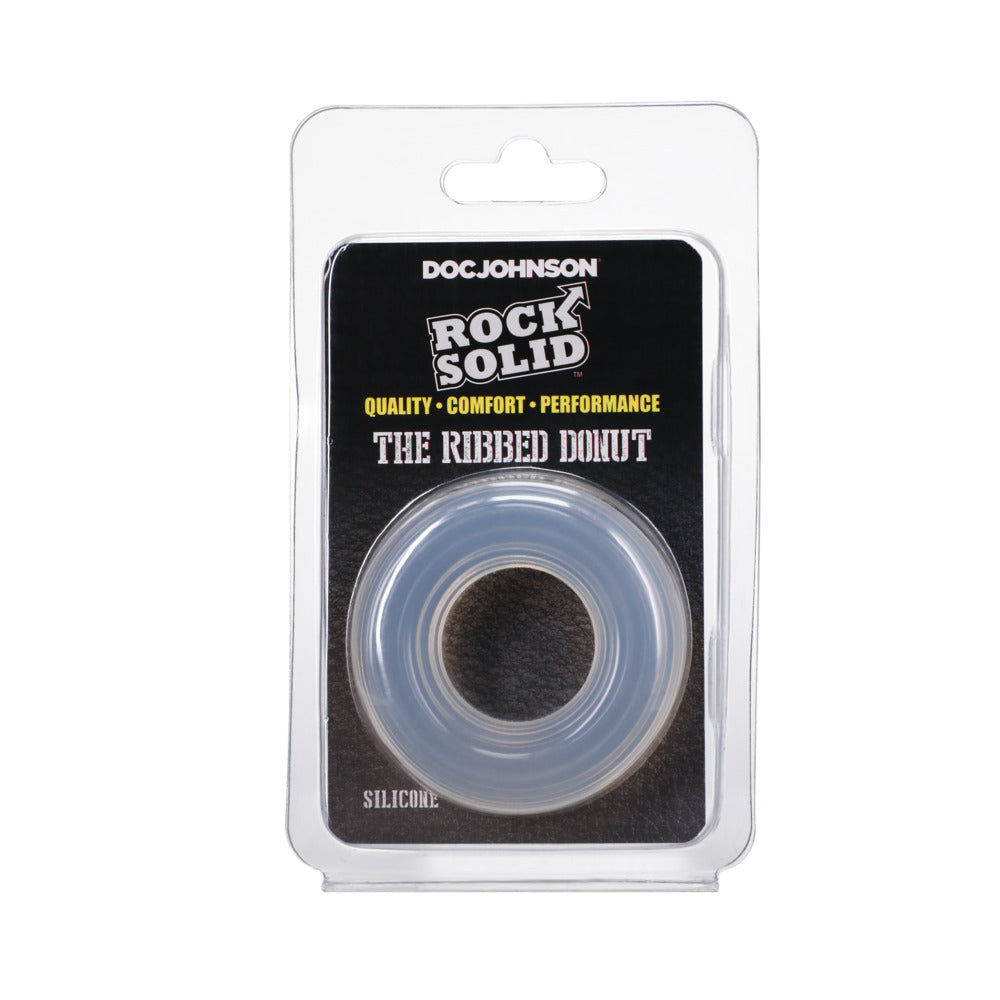Rock Solid Ribbed Sila-Stretch Donut Silicone Cock Ring - Clear