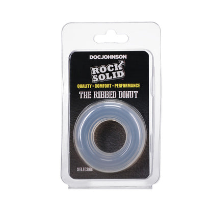 Rock Solid Ribbed Sila-Stretch Donut Silicone Cock Ring - Clear