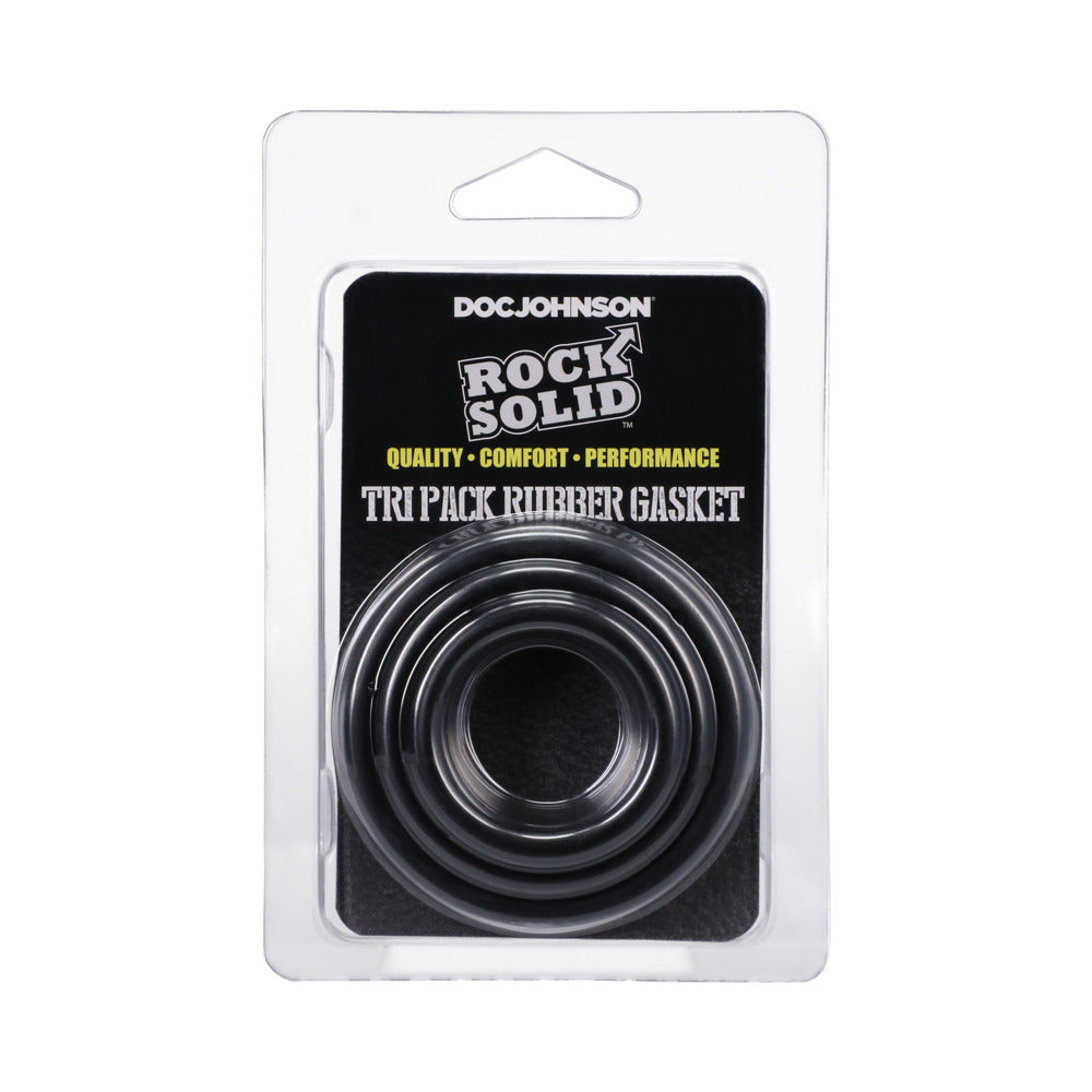 Rock Solid Tri-Pack Rubber Gasket Set – Black – 1.25in, 1.5in, 2in