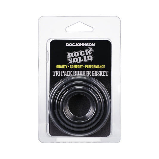 Rock Solid Tri-Pack Rubber Gasket Set – Black – 1.25in, 1.5in, 2in