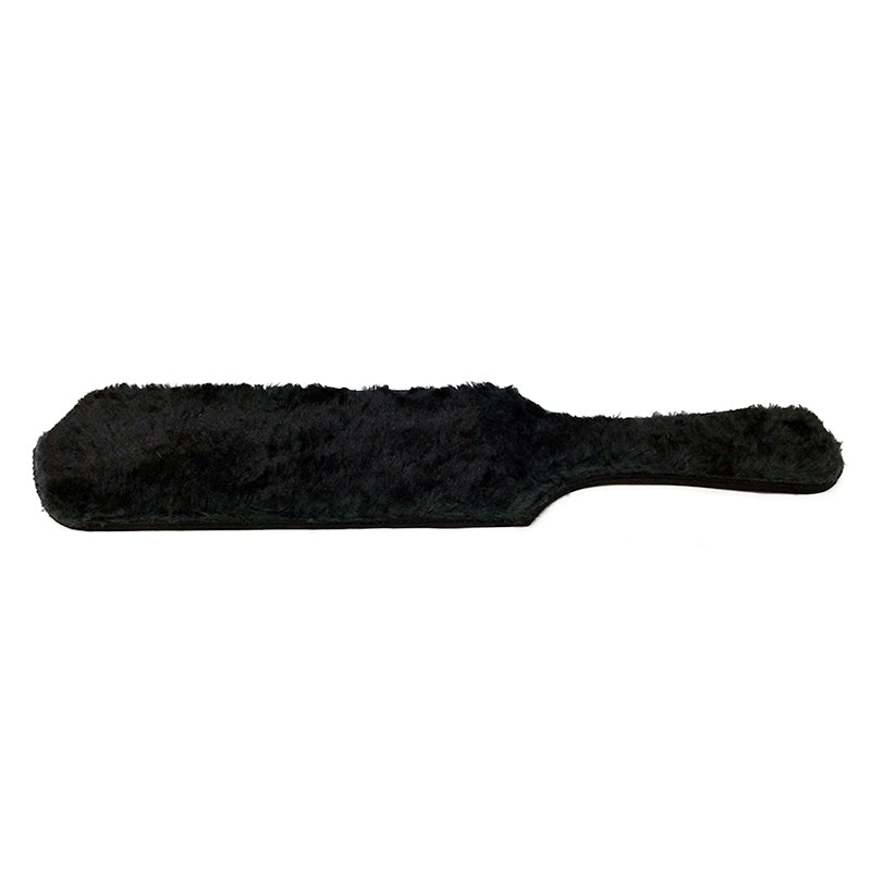 Rouge Paddle with Fur Black - Leather Paddle with Beveled Edges