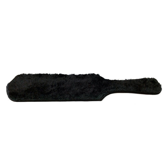 Rouge Paddle with Fur Black - Leather Paddle with Beveled Edges