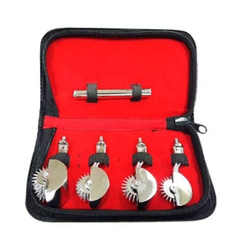 Rouge Pinwheel Set – Four Unique Pinwheels with Handle – Silver/Steel/Chrome