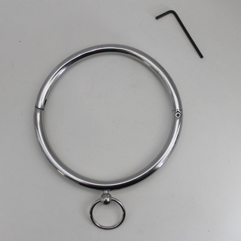 Rouge Stainless Steel Collar with Attached Ring – Silver