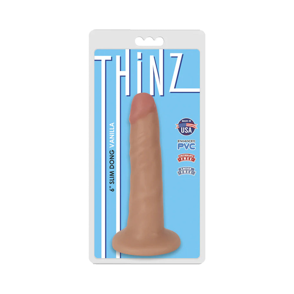 Curve Toys Thinz 6 in. Slim Dildo with Suction Cup – Beige