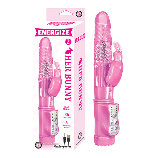 Nasstoys Energize Her Bunny 2 Rechargeable Rabbit Vibrator with Dual Motors and Waterproof Design - Light Pink