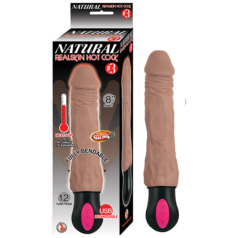 Nasstoys Natural Realskin Hot Cock #3 Fully Bendable Vibrator - Brown