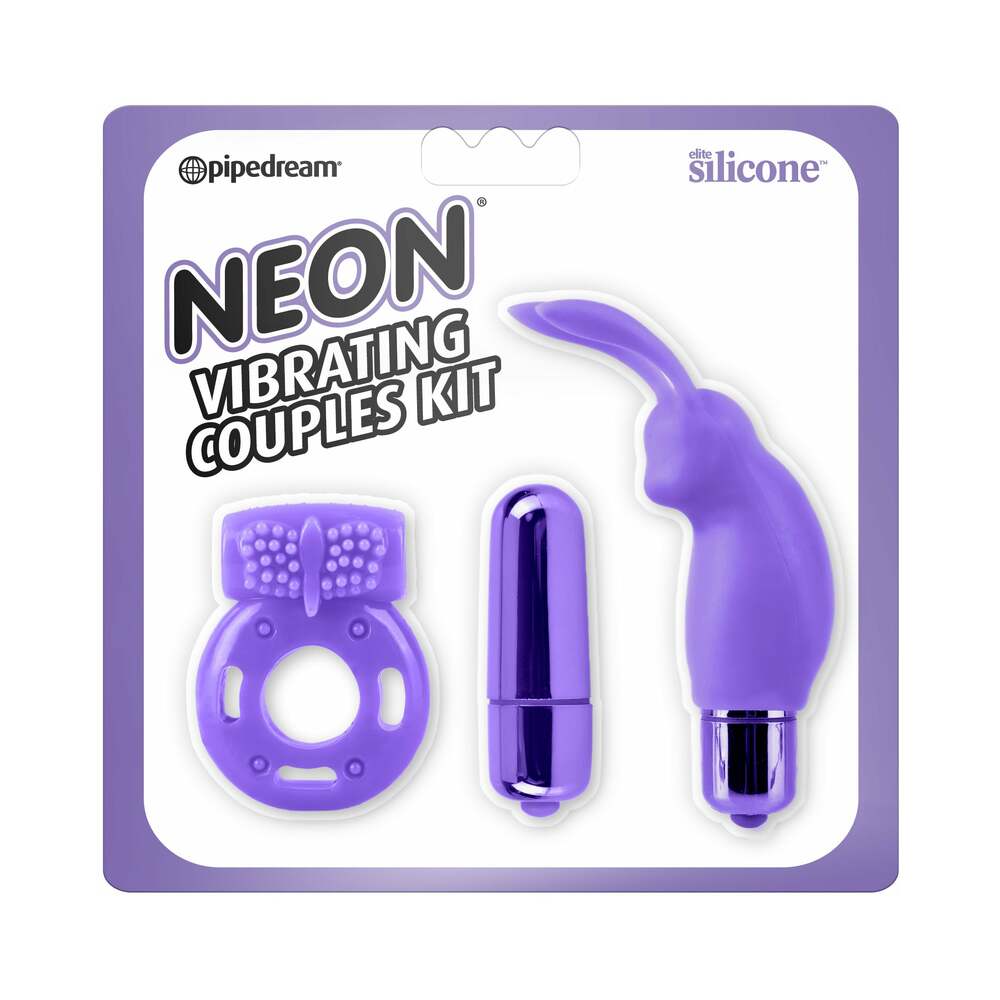 Pipedream Neon 3-Piece Silicone Couples Kit - Purple