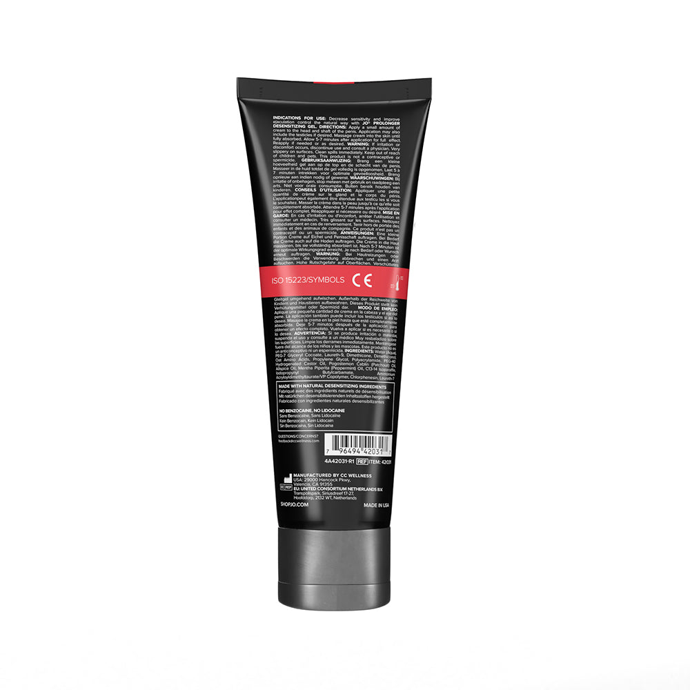 JO Prolonger Penile Desensitizing Gel 2 oz – Clear – Natural Desensitizers