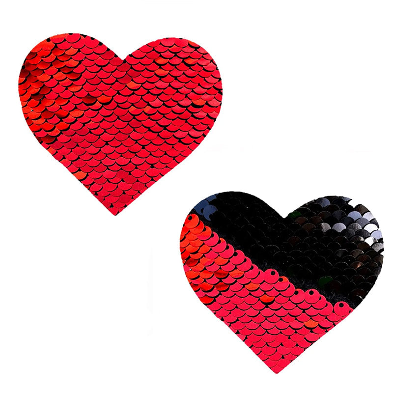 Neva Nude Pasty Heart Sequins Nipple Covers – Red to Black