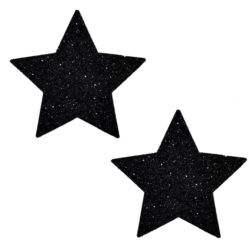 Neva Nude Pasty Star Glitter Nipple Covers – Black – Hypoallergenic