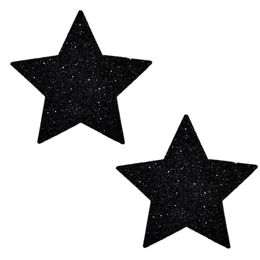 Neva Nude Pasty Star Glitter Nipple Covers – Black – Hypoallergenic