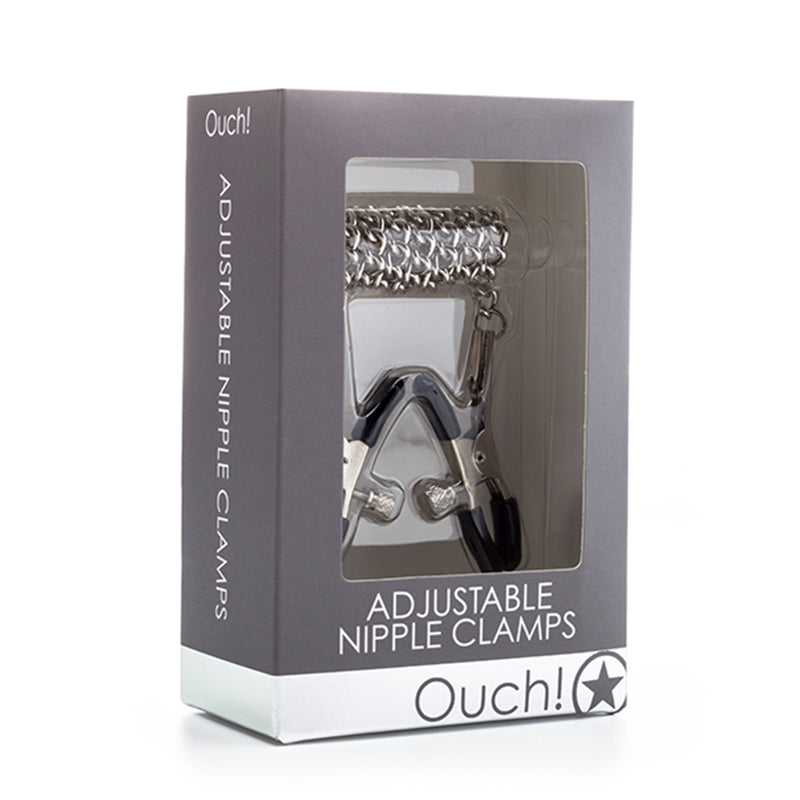 Ouch! Adjustable Metal Nipple Clamps with Chain – Silver
