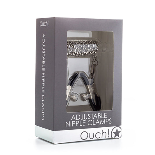 Ouch! Adjustable Metal Nipple Clamps with Chain – Silver
