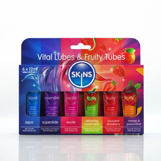 Skins 12ml Sampler Tubes - Vital and Fruity Lubricants 6 Pack
