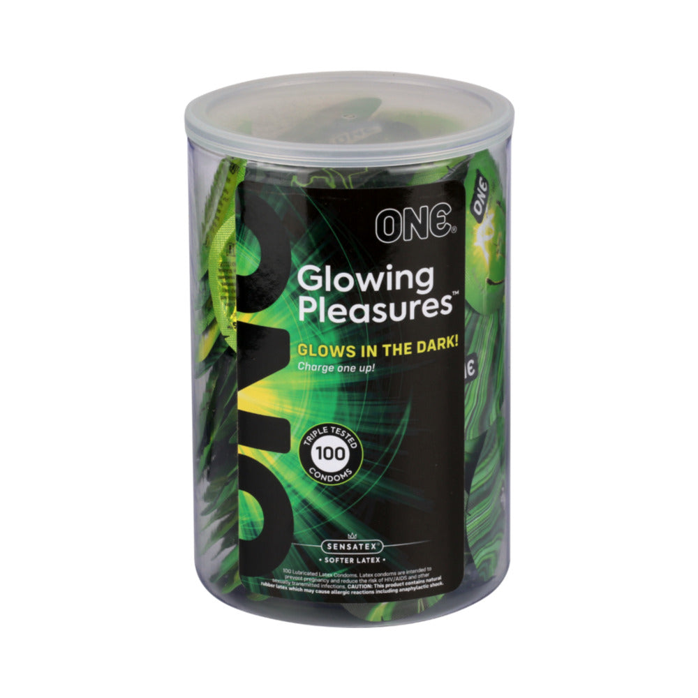 ONE Glowing Pleasure Jar - Glow-in-the-Dark Condoms - Green