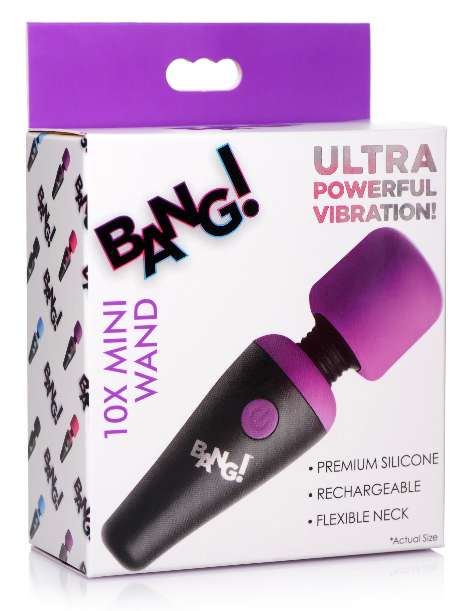 Bang 10x Vibrating Mini Silicone Wand - Powerful Vibrations - Purple