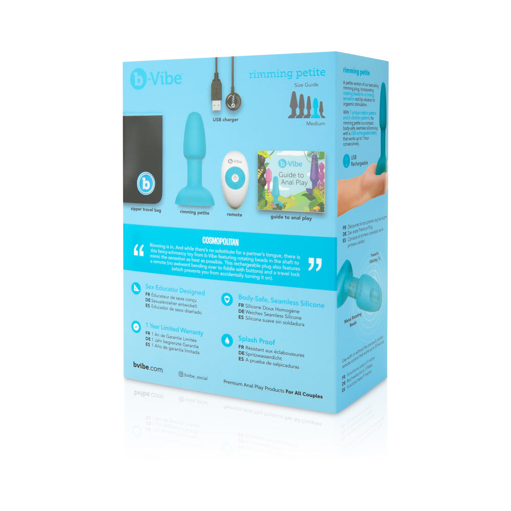 b-Vibe Rimming Plug Petite Rotating and Vibrating Remote Control Plug - Teal