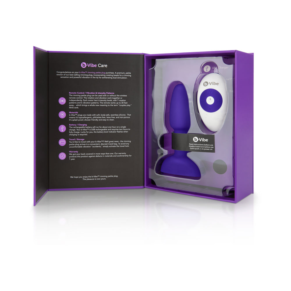 b-Vibe Rimming Petite Rotating and Vibrating Remote Control Plug – Purple