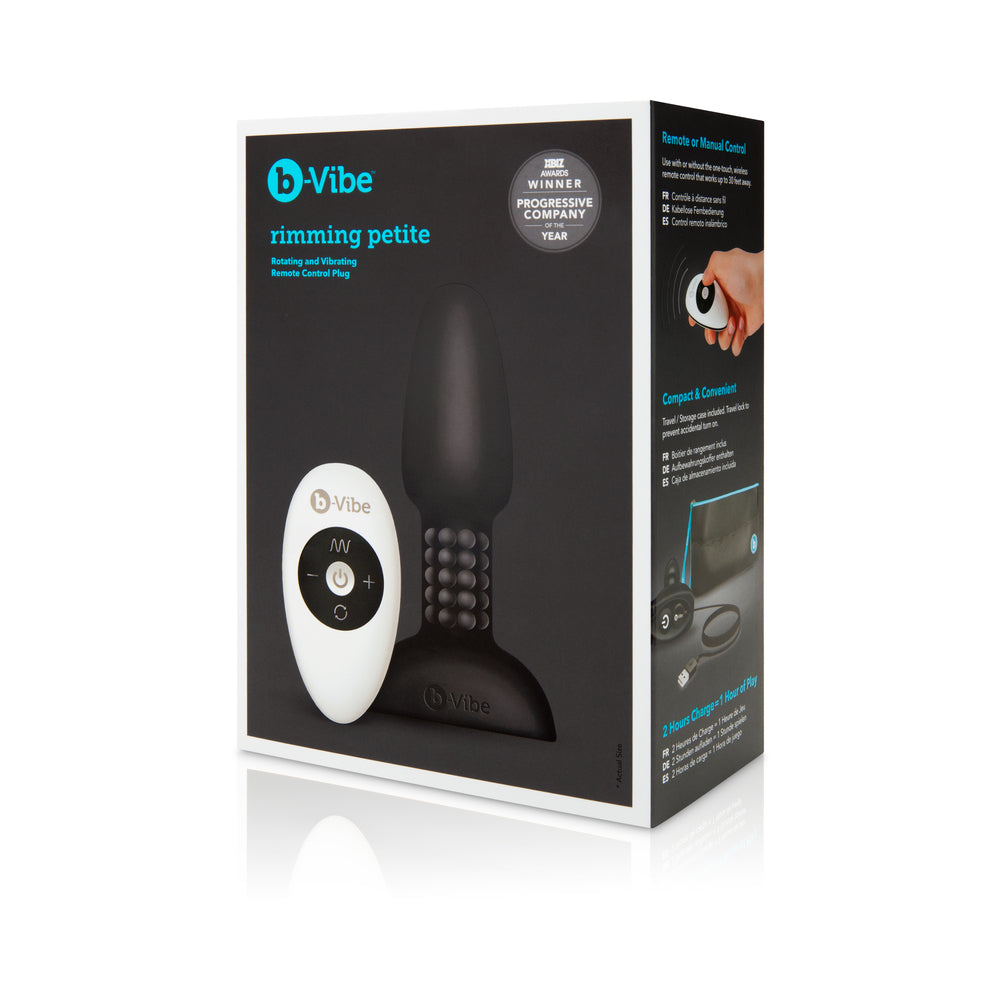 b-Vibe Rimming Petite Rotating and Vibrating Remote Control Butt Plug - Black
