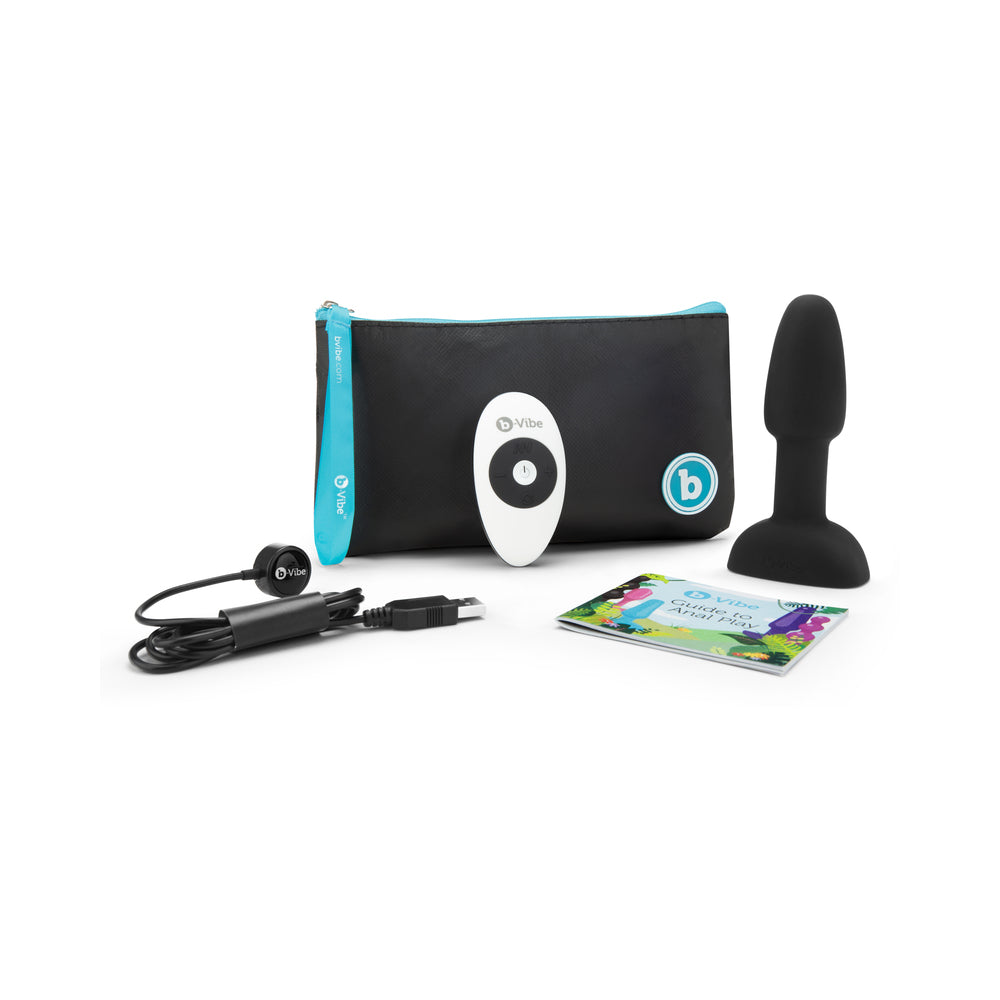 b-Vibe Rimming Petite Rotating and Vibrating Remote Control Butt Plug - Black
