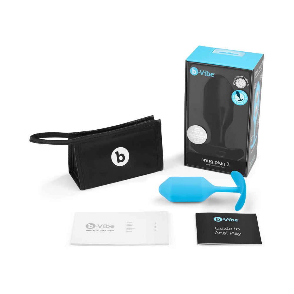 b-Vibe Snug Plug 3 Weighted Silicone Anal Plug – Teal