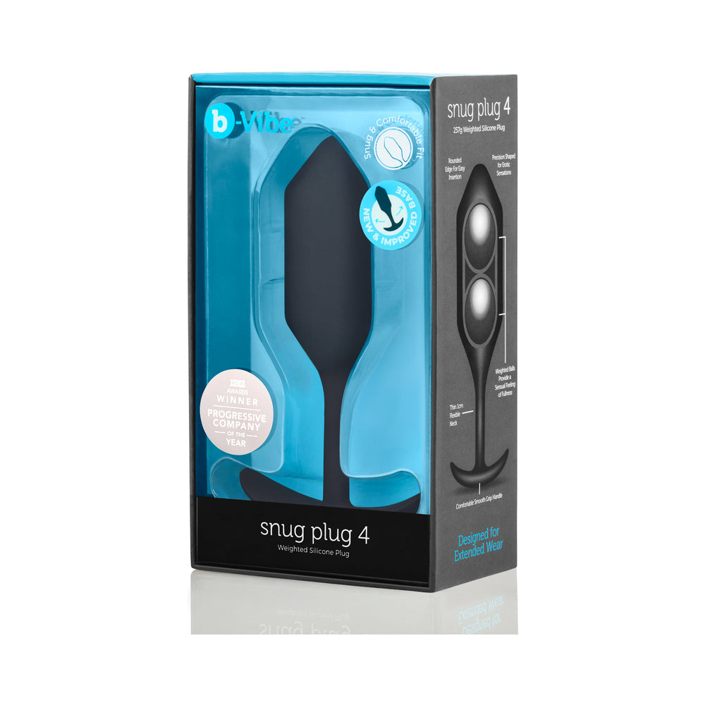 b-Vibe Snug Plug 4 Weighted Silicone Anal Plug - Black