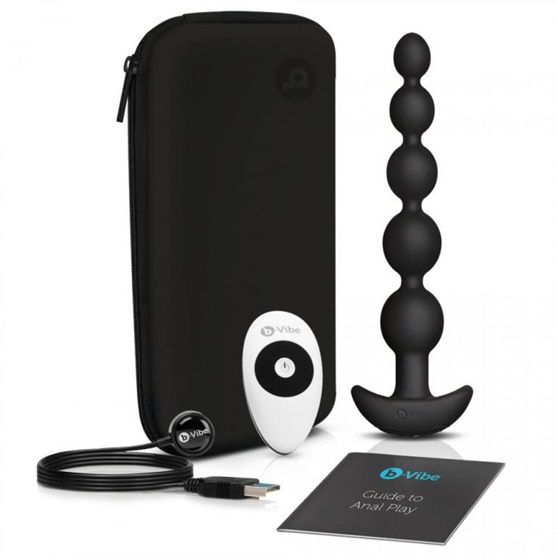 b-Vibe Cinco Rechargeable Remote-Controlled Vibrating Anal Beads Plug – Black