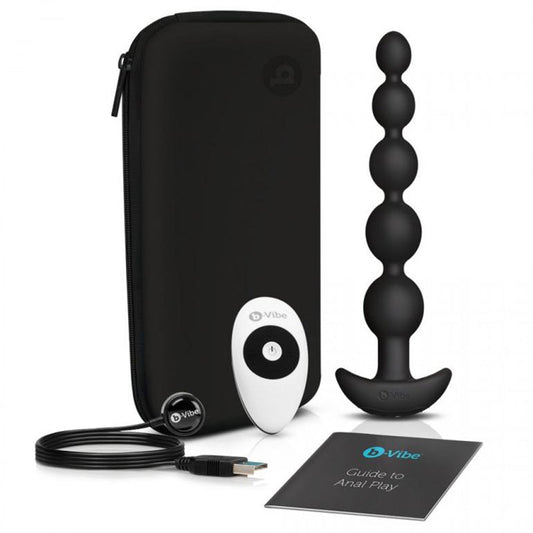 b-Vibe Cinco Rechargeable Remote-Controlled Vibrating Anal Beads Plug – Black