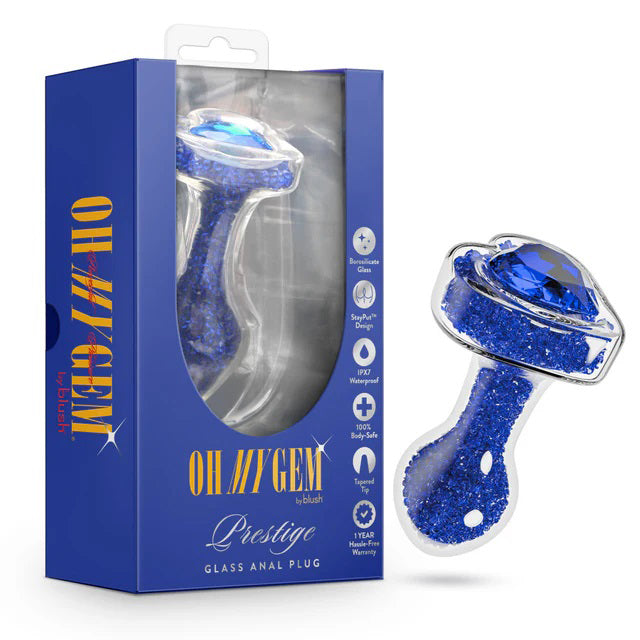 Oh My Gem Prestige Anal Plug - Blue - Premium Borosilicate Glass